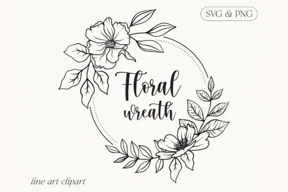 Download Floral Line Art Flower Wreath Clipart - Flow Collection