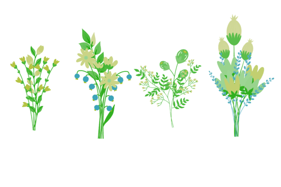 Download Set Art Flower Branch Design - Flow Collection