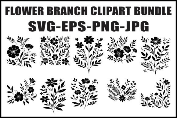 Download Vintage Flower Branch Vector Set - Flow Collection