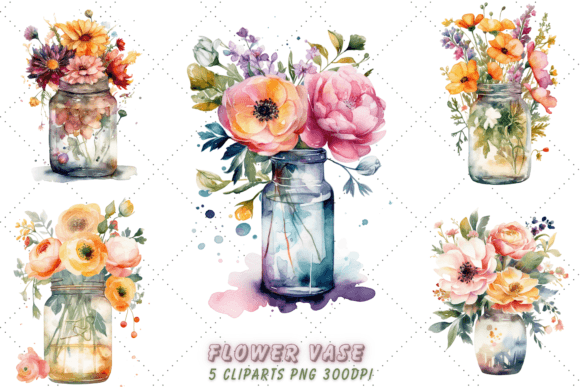 Download Watercolor Flower Vase Clipart - Flow Collection