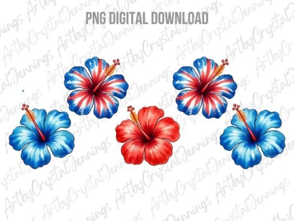 Download Patriotic Hibiscus Flower Clipart PNG - Flow Collection