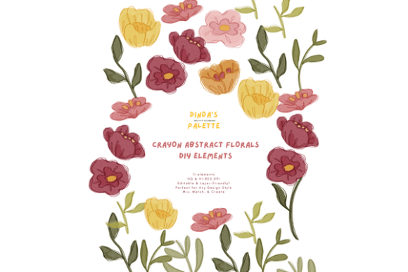 Download Crayon Abstract Florals DIY Elements - Diy elements Collection