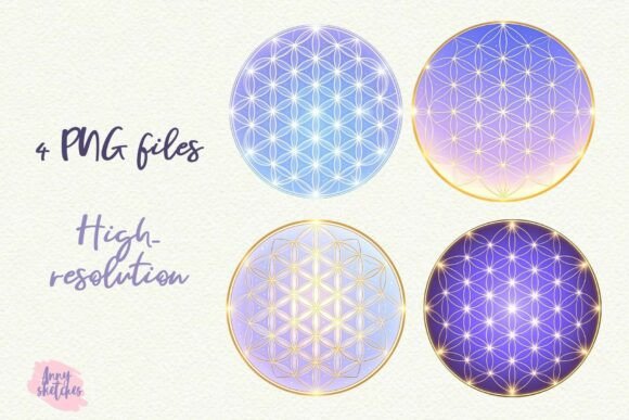 Download 4 Flower of Life Sacred Geometry Clipart - Flow Collection