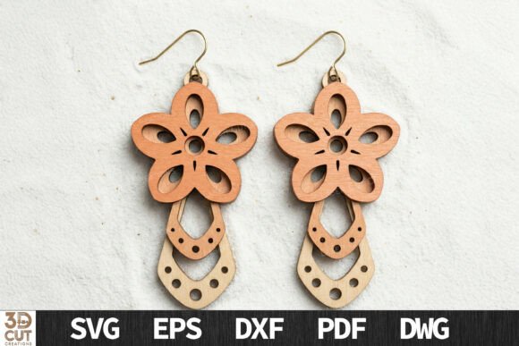 Download Layered Flower Dangle Earrings SVG - Flow Collection