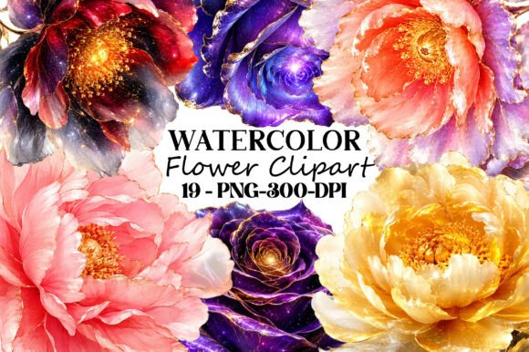 Download Watercolor Flower Clipart PNG Bundle - Flow Collection