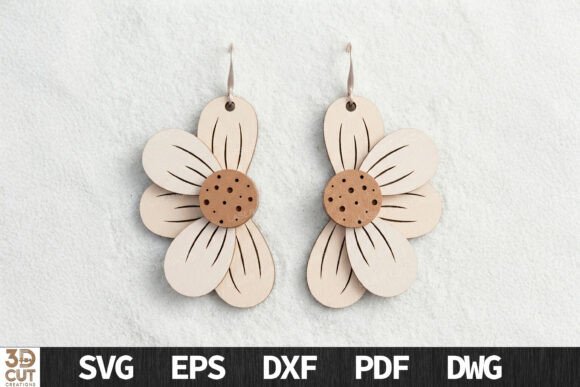 Download Layered Daisy Flower Earrings SVG - Flow Collection