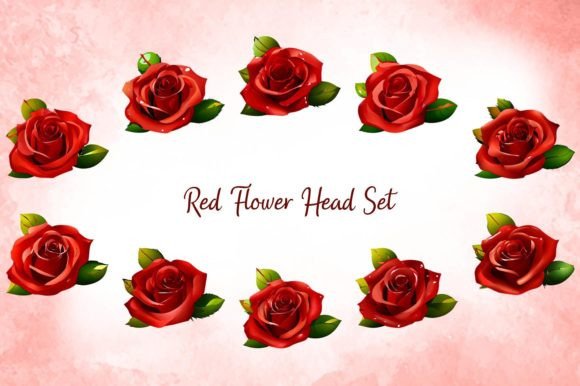 Download Red Flower Head Set - Flow Collection
