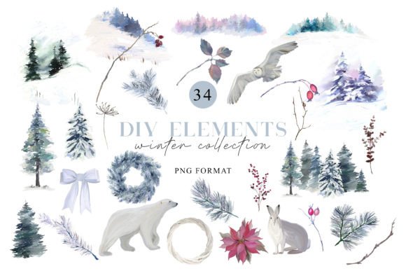 Download Winter Floral DIY Elements - Diy elements Collection