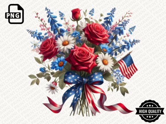 Download Patriotic Flowers American Flag Clipart - Flow Collection