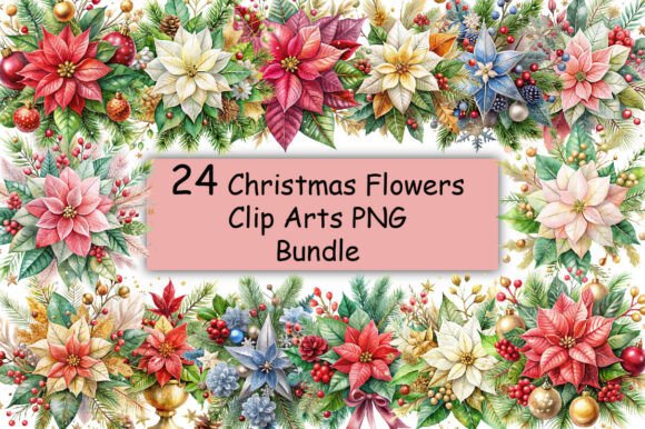 Download Christmas Flowers Clip Arts PNG Bundle - Flow Collection