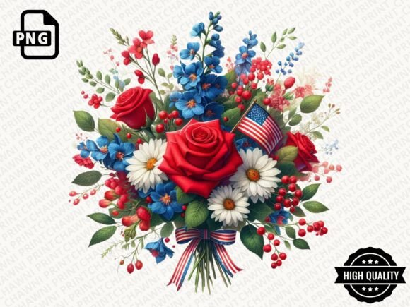 Download Patriotic Flowers American Flag Clipart - Flow Collection