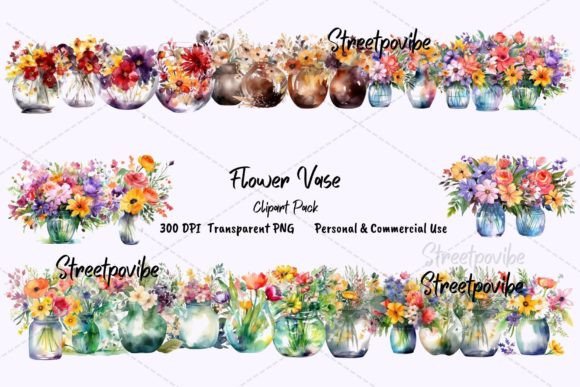 Download Foliage Flower Vase Clipart PNG Pack Art - Flow Collection
