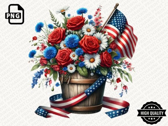 Download Patriotic Flowers American Flag Clipart - Flow Collection