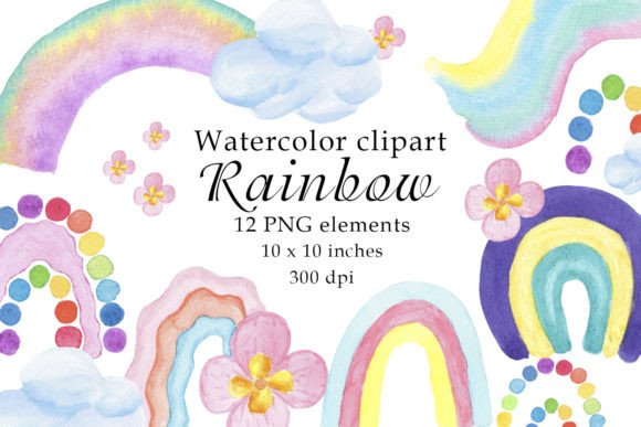 Download Watercolor Rainbow Flowers Clipart PNG - Flow Collection
