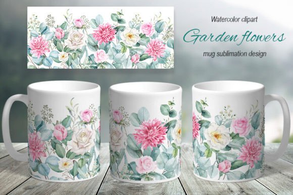 Download Mug Sublimation Design. Garden Flowers - Flow Collection