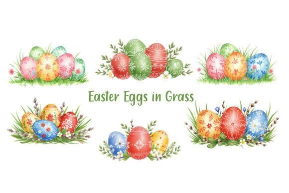 Download Colorful Easter Eggs in Grass Flower - Flow Collection