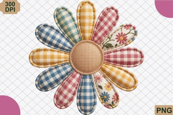 Download Patchwork Daisy Summer Flower PNG - Flow Collection