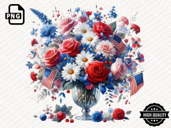 Download Patriotic Flowers American Flag Clipart - Flow Collection