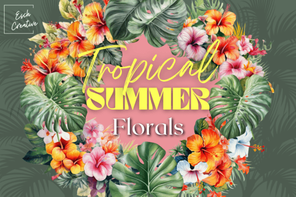 Download Tropical Summer Flower Watercolor Bundle - Flow Collection