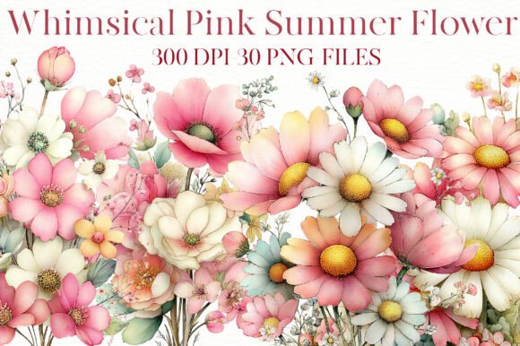 Download Whimsical Pink Summer Flower Clipart - Flow Collection