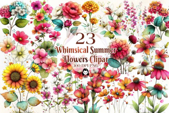 Download Whimsical Summer Flower Species Clipart - Flow Collection